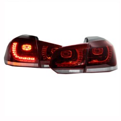 Πισινά Φανάρια Set Για Vw Golf VI (6) 08-11 Led GTI / R-Look Dark Cherry Κόκκινο/Crystal Carner