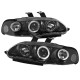 Μπροστινά Φανάρια Set Για Honda Civic 92-95 2D/3D Angel Eyes & Led Μαύρα H1/H1 Manual Sonar