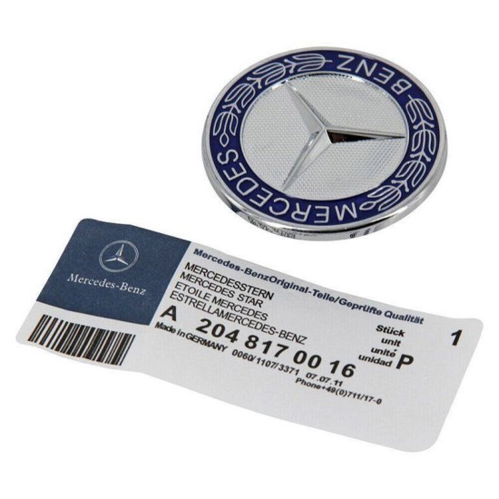 Σήμα Τάπα Καπό Mercedes-Benz Γνήσιο A2048170616 / A2128170316 57mm Μπλε