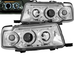 Μπροστινά Φανάρια Set Για Audi 80 B4 91-96 Angel Eyes & Led Χρωμίου H1/H1 JunYan