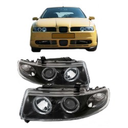 Μπροστινά Φανάρια Set Για Seat Leon / Toledo 1M 99-05  Angel Eyes Μαύρα H1/H1 Sonar