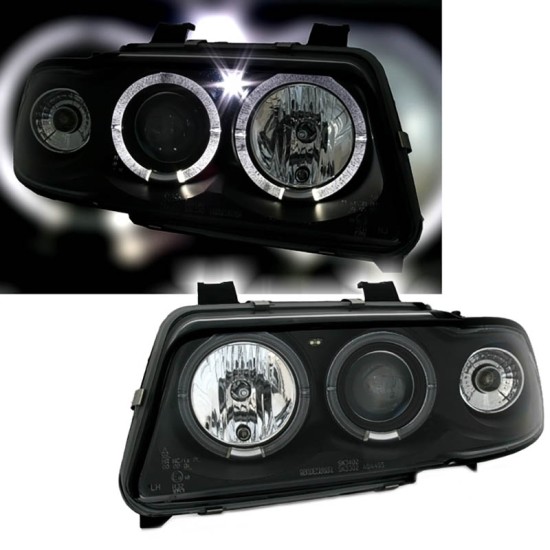 Μπροστινά Φανάρια Set Για Audi A4 B5 94-98 Angel Eyes Μαύρα H1/H1 Sonar