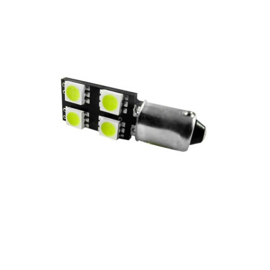 Λάμπα Led BA9S T4W 12volt 4 Led 0.45watt Λευκή 6000k 1 Τεμάχιο