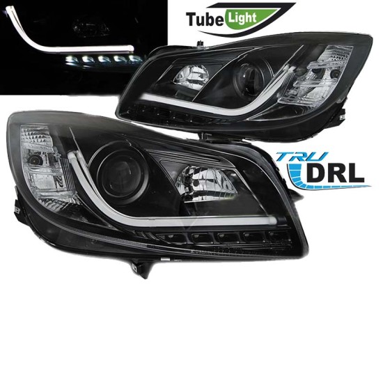 Μπροστινά Φανάρια Set Για Opel Insignia 08-12 TRU DRL Tube Lights Μαύρα H7/H7 Με Μοτέρ Sonar