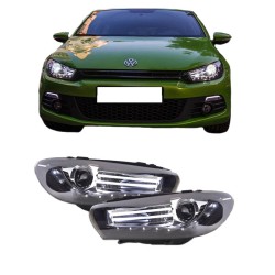 Μπροστινά Φανάρια Set Για Vw Scirocco 08-14 DRL Shark Look Μαύρα H7 Με Μοτέρ Depo Μπροστινά Φανάρια Set Για Vw Scirocco 08-14 DRL Shark Look Μαύρα H7 Με Μοτέρ Depo
