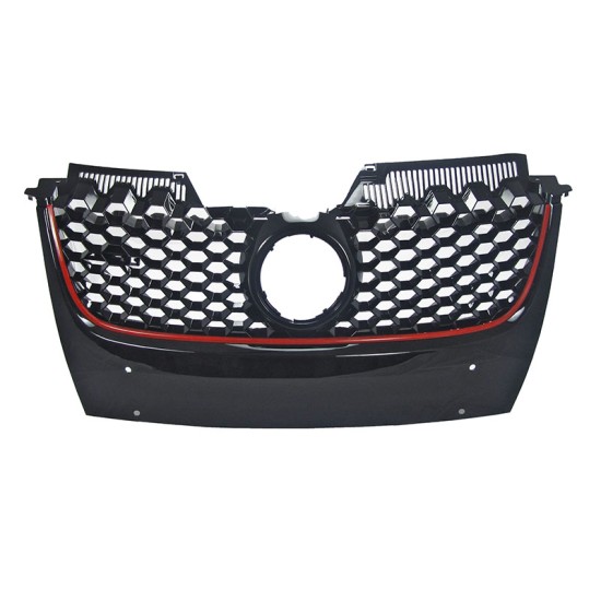 Μάσκα Για Vw Golf V (5) 03-08 / Jetta 05-11 GTI Look Κυψελωτή Με Κόκκινο Σιρίτι 1 Τεμάχιο