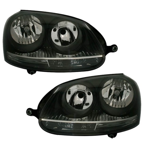 Μπροστινά Φανάρια Set Για Vw Golf V (5) 03-08 Μαύρα GTI H7/H7 Depo
