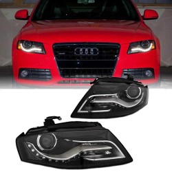 Μπροστινά Φανάρια Set Για Audi A4 B8 TRU DRL Μαύρα H7 Με Μοτέρ Depo Μπροστινά Φανάρια Set Για Audi A4 B8 TRU DRL Μαύρα H7 Με Μοτέρ Depo