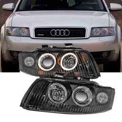 Μπροστινά Φανάρια Set Για Audi A4 B6 00-04 Angel Eyes Μαύρα H7/H7 Depo Μπροστινά Φανάρια Set Για Audi A4 B6 00-04 Angel Eyes Μαύρα H7/H7 Depo