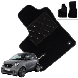 Πατάκια Αυτοκινήτου Μοκέτα Για Smart W453 2014+  Με Μονό Κέντημα Black 2 Τεμάχια