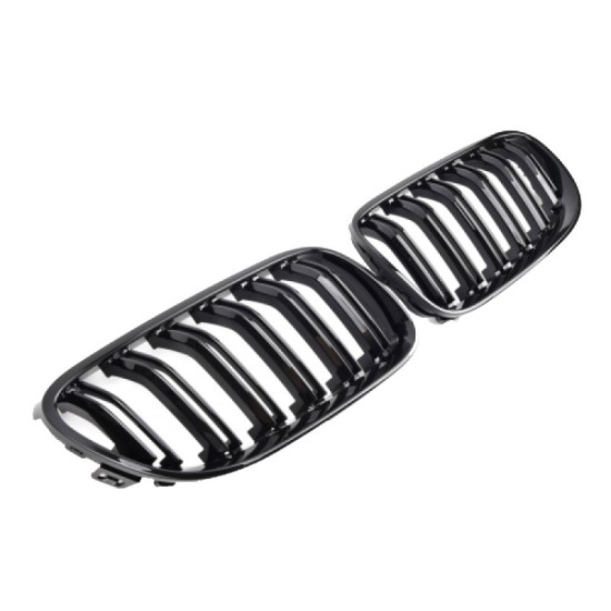 Καρδιές Μάσκας Για Bmw 3 E92 /E93 11-13 M4 Look Με Διπλή Γρίλια Μαύρο Γυαλιστερό 2 Τεμάχια