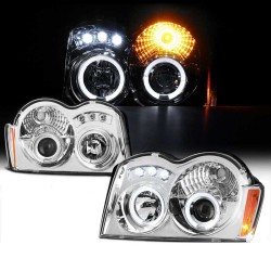 Μπροστινά Φανάρια Set Για Jeep Grand Cherokee 05-08 WK Angel Eyes & Led Χρωμίου HB4/H1 Manual Sonar Μπροστινά Φανάρια Set Για Jeep Grand Cherokee 05-08 WK Angel Eyes & Led Χρωμίου HB4/H1 Manual Sonar