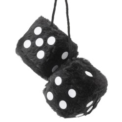 Fuzzy Dice Black 7x7cm 2 PcsΖάρια Κρεμαστά Διακοσμητικά Fuzzy Dice Μαύρα 7x7cm 2 Τεμάχια