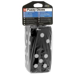 Fuzzy Dice Black 7x7cm 2 PcsΖάρια Κρεμαστά Διακοσμητικά Fuzzy Dice Μαύρα 7x7cm 2 Τεμάχια