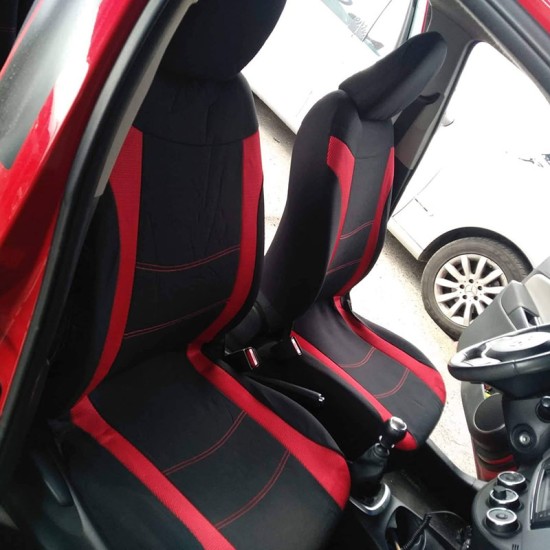 Καλύμματα Υφασμάτινα Super Sport All In One Μαύρο/Κόκκινο Σετ Εμπρός-Πίσω 11 Τεμάχια