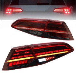 Πισινά Φανάρια Set Για Vw Golf VII (7) 17-19 Led Bar Dynamic Facelift 7.5 GTI/R Look Κόκκινο/Φιμέ Carner