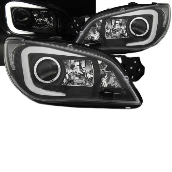 Μπροστινά Φανάρια Set Για Subaru Impreza II GD 06-07 DRL Tube Light Μάυρα H7/H1 Sonar