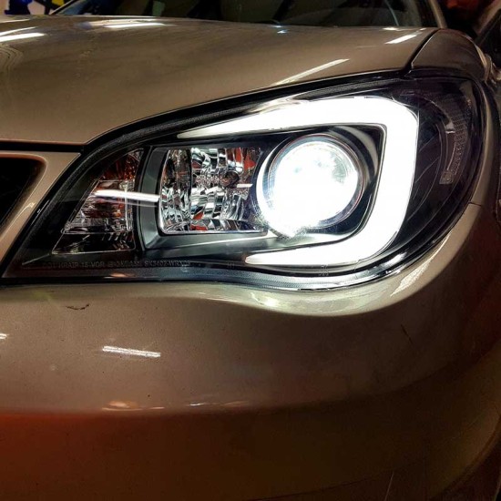 Μπροστινά Φανάρια Set Για Subaru Impreza II GD 06-07 DRL Tube Light Μάυρα H7/H1 Sonar