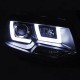 Μπροστινά Φανάρια Set Για Vw T5 10-15 TRU DRL U-Type Μαύρα H1/H1 Με Μοτέρ JunYan