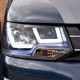 Μπροστινά Φανάρια Set Για Vw T5 10-15 TRU DRL U-Type Μαύρα H1/H1 Με Μοτέρ JunYan