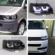 Μπροστινά Φανάρια Set Για Vw T5 10-15 TRU DRL U-Type Μαύρα H1/H1 Με Μοτέρ JunYan
