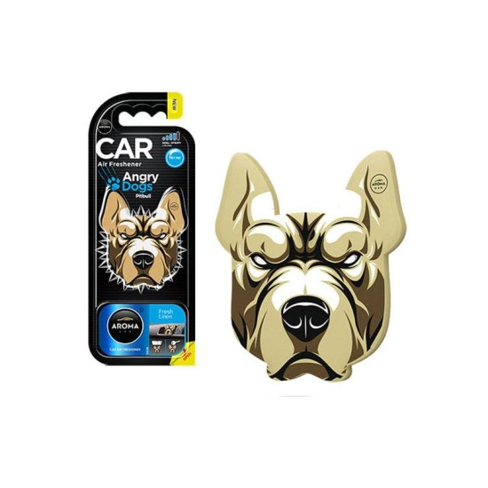 Αρωματικό Αυτοκινήτου Κρεμαστό Angry Dogs Pitbull Aroma Με Άρωμα Fresh Linen