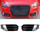 Δίχτυ Προφυλακτήρα Εμπρός Πλαινό Για Audi A1 8X 2010-2014 RS1 Look Γυαλιστερό Μαύρο / Ασημί Αριστερό & Δεξί 2 Τεμάχια