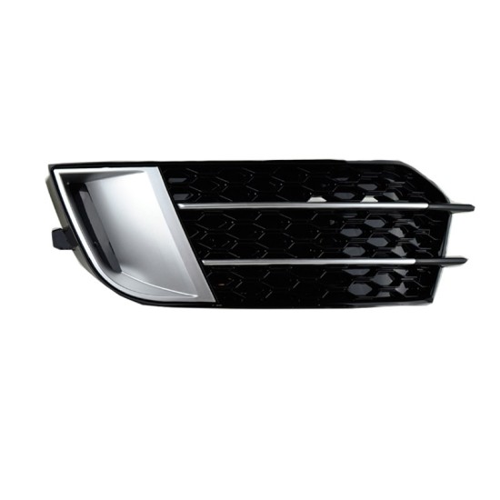 Δίχτυ Προφυλακτήρα Εμπρός Πλαινό Για Audi A1 8X 2010-2014 RS1 Look Γυαλιστερό Μαύρο / Ασημί Αριστερό & Δεξί 2 Τεμάχια