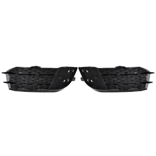 Δίχτυ Προφυλακτήρα Εμπρός Πλαινό Για Audi A1 8X 2010-2014 RS1 Look Γυαλιστερό Μαύρο / Ασημί Αριστερό & Δεξί 2 Τεμάχια