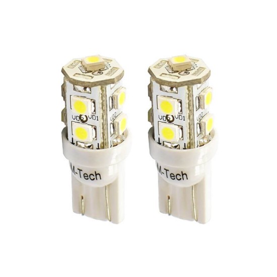 Λάμπες Led T10 12volt 9 Smd Led Λευκές M-Tech LB018W 2 Τεμάχια