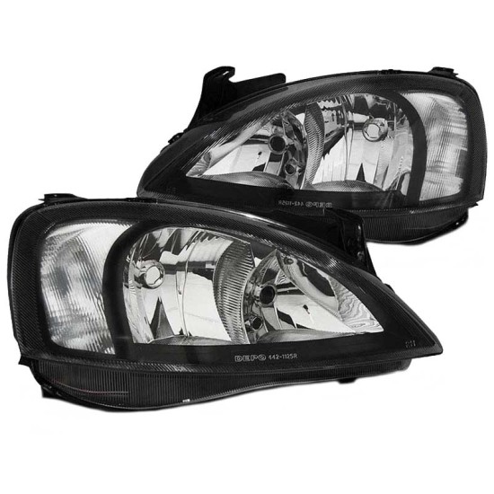 Μπροστινά Φανάρια Set Για Opel Corsa C 00-06 Μαύρα H7/H7 Depo
