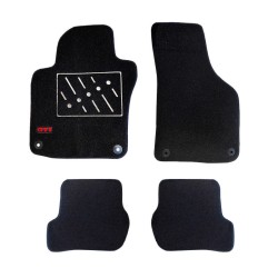 Πατάκια Αυτοκινήτου Μοκέτα Για Vw Golf 5 & 6 Με Μονό Κέντημα Gti Μαύρη Με Μαύρο Ρέλι 4 Τεμάχια