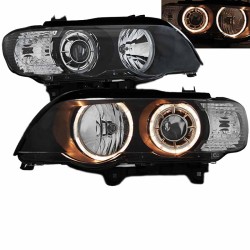 Μπροστινά Φανάρια Set Για Bmw X5 E53 99-03 Angel Eyes Μαύρα Xenon D2S/H7 Με Μοτέρ Depo Μπροστινά Φανάρια Set Για Bmw X5 E53 99-03 Angel Eyes Μαύρα Xenon D2S/H7 Με Μοτέρ Depo