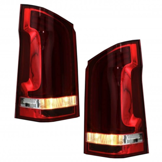 Πισινά Φανάρια Set Για Mercedes-Benz Vito W447 14+ Full Led Bar & Led Signal Dynamic Κόκκινο/Crystal Carner