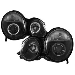 Μπροστινά Φανάρια Set Για Mercedes-Benz E-Class W210 99-02 Angel Eyes Μαύρα H7/H1 Manual Sonar Μπροστινά Φανάρια Set Για Mercedes-Benz E-Class W210 99-02 Angel Eyes Μαύρα H7/H1 Manual Sonar
