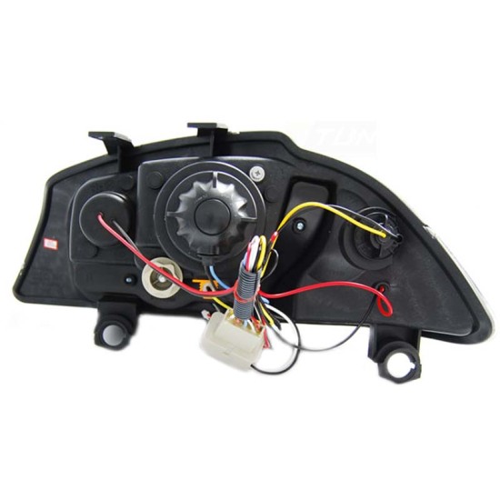 Μπροστινά Φανάρια Set Για Seat Ibiza 6L 02-08 DRL & Led Φλας Χρωμίου H1/H1 Junyan