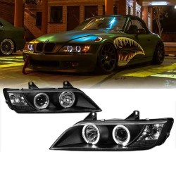 Μπροστινά Φανάρια Set Για Bmw Z3 95-02 ccfl Angel Eyes Black H1/H1 Sonar