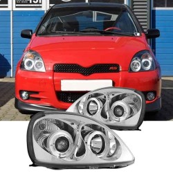 Μπροστινά Φανάρια Set Για Toyota Yaris 99-03 Angel Eyes Χρωμίου H1/H1 Manual Sonar