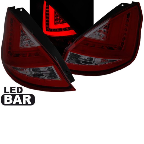 Πισινά Φανάρια Set Για Ford Fiesta 08-12 Led Bar Κόκκινο/Φιμέ JunYan