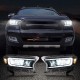 Μπροστινά Φανάρια Set Για Ford Ranger 15-20 DRL Dynamic Μαύρα Full Led Με Μοτέρ VLand
