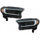Μπροστινά Φανάρια Set Για Ford Ranger 15-20 DRL Dynamic Μαύρα Full Led Με Μοτέρ VLand