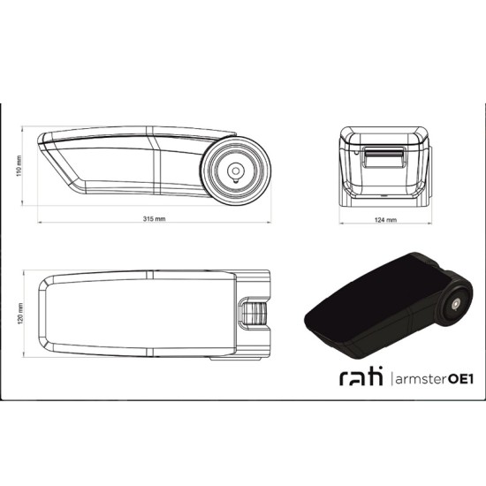 Κονσόλα Χειροφρένου Τεμπέλης Armster OE1 Με Usb Για Renault Clio 2013-2019 / Captur 2013-2019 Χωρίς Εργοστασιακό Τεμπέλη Μαύρο Χρώμα