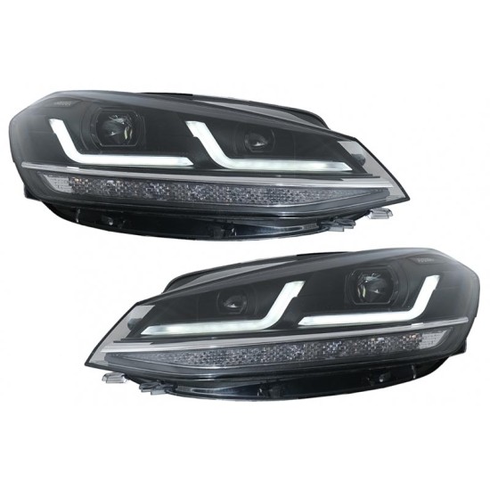 Μπροστινά Φανάρια Set Για Vw Golf VII (7.5) 17-19 DRL Full Led Halogen Version Black LEDHL10-BK Osram Ledriving