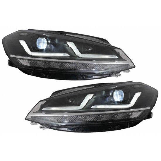 Μπροστινά Φανάρια Set Για Vw Golf VII (7.5) 17-19 DRL Full Led Halogen Version Black LEDHL10-BK Osram Ledriving