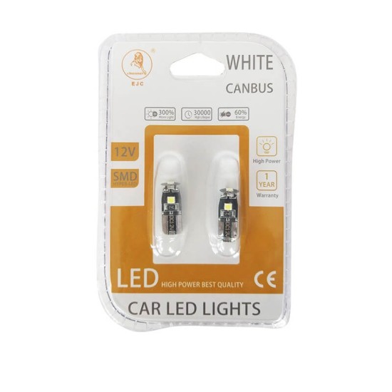 Λάμπες Led T10 12volt 3 Led Canbus Auto GS 600260 2 Τεμάχια