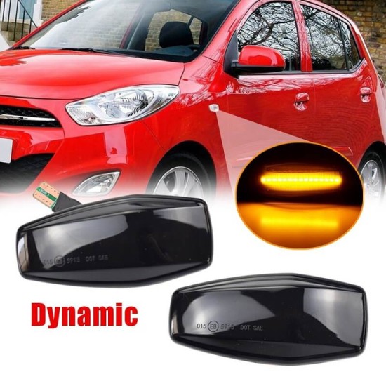 Πλαϊνά Φλας Φτερού Για Hyundai i10 / Getz / Tucson / Matrix / Accent / Kia Rio / Sportage Led Dynamic 2 Τεμάχια