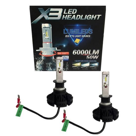 Λάμπες Led H1 X3 12volt 50watt 6000lm 6000k 2 Τεμάχια