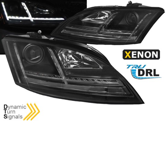 Μπροστινά Φανάρια Set Για Audi TT 8J 06-10 DRL & Led Signal Dynamic Μαύρα Xenon Έκδοση D1S/H1 Με Μοτέρ Sonar