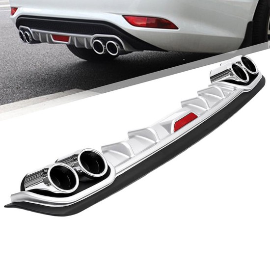 Diffuser Πίσω Προφυλακτήρα Universal Sport Look Μαύρο / Ασημί Με Διακοσμητικές Μπούκες Εξάτμισης Από Abs Πλαστικό 120cm x 17cm x 9cm 1 Τεμάχιο
