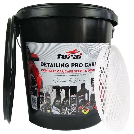 Σετ Περιποίησης Feral Detailing Pro Με Κουβά 18Lt 12 Τεμάχια